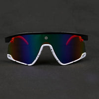 Eaga Black-Grey Texture Large Half Rim Shield Sports Sunglasses for Men & Women — Hashtag Eyewears