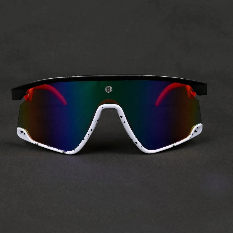 Eaga Black-Grey Texture Large Half Rim Shield Sports Sunglasses for Men & Women — Hashtag Eyewears