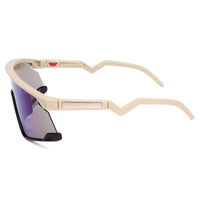 Eaga | Cream Large Half Rim Shield Sports Sunglasses for Men & Women [Mirrored]