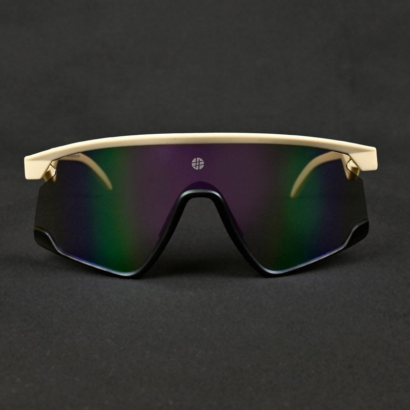 Eaga Cream Large Half Rim Shield Sports Sunglasses for Men & Women — Hashtag Eyewears