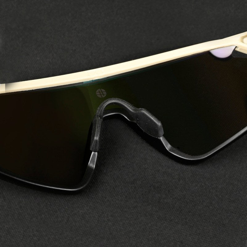 Eaga Cream Large Half Rim Shield Sports Sunglasses for Men & Women — Hashtag Eyewears