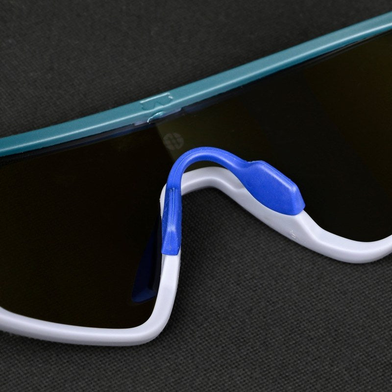 Eaga Mate Green & Grey Large Half Rim Shield Sports Sunglasses for Men & Women — Hashtag Eyewears