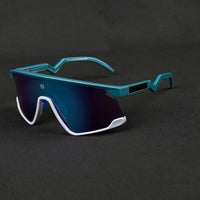 Eaga Mate Green & Grey Large Half Rim Shield Sports Sunglasses for Men & Women — Hashtag Eyewears