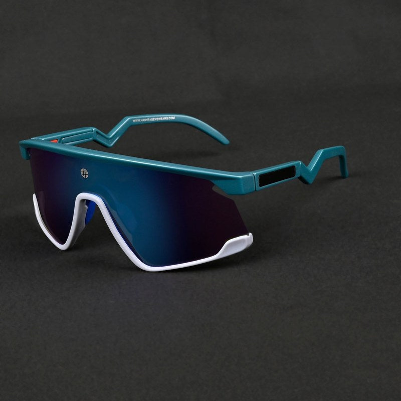 Eaga Mate Green & Grey Large Half Rim Shield Sports Sunglasses for Men & Women — Hashtag Eyewears