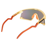 Eaga | Transparent Green Large Half Rim Shield Sports Sunglasses for Men & Women [Mirrored]