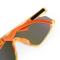 Eaga | Transparent Green Large Half Rim Shield Sports Sunglasses for Men & Women [Mirrored]