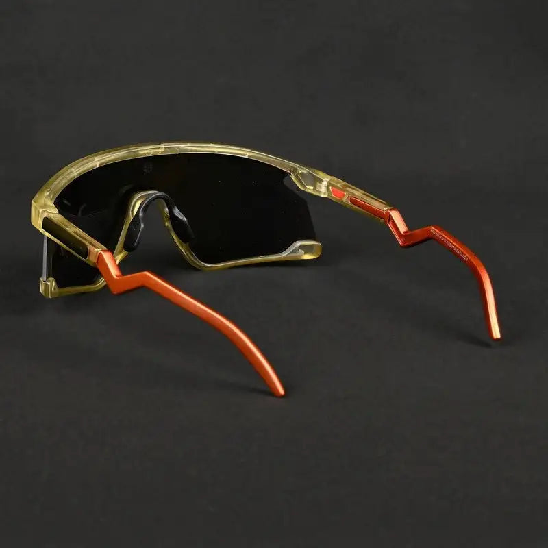 Eaga | Transparent Green Large Half Rim Shield Sports Sunglasses for Men & Women [Mirrored]