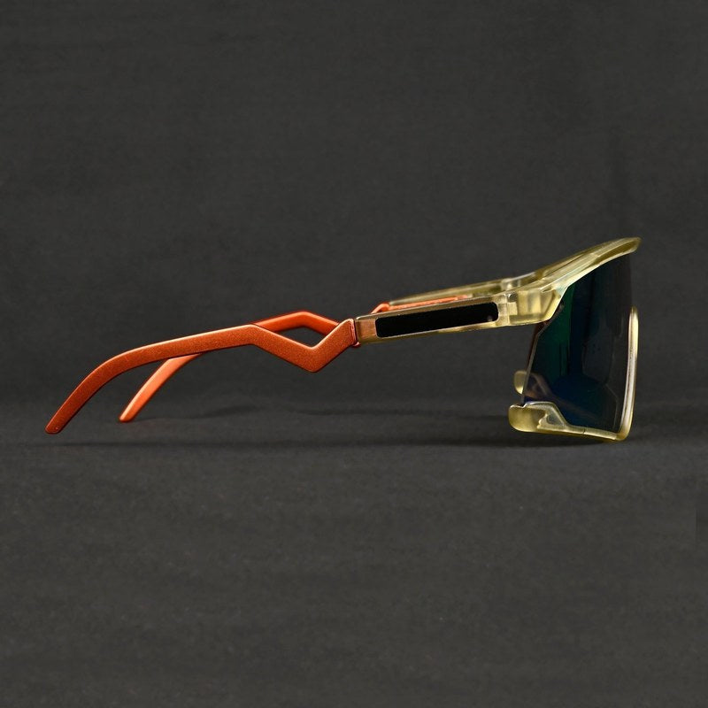 Eaga Transparent Green Large Half Rim Shield Sports Sunglasses for Men & Women — Hashtag Eyewears