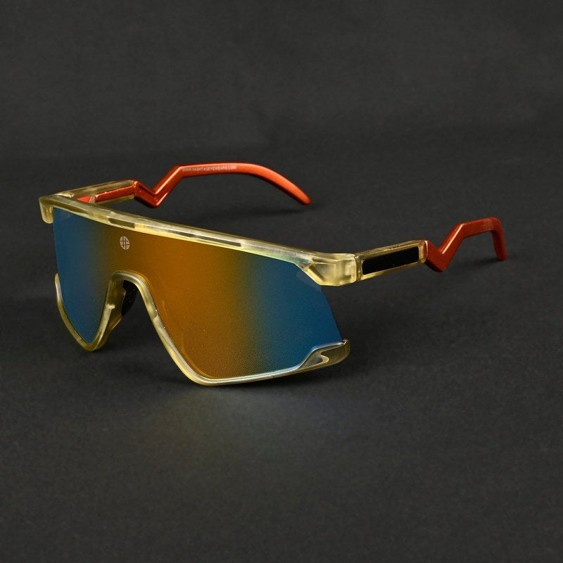 Eaga Transparent Green Large Half Rim Shield Sports Sunglasses for Men & Women — Hashtag Eyewears