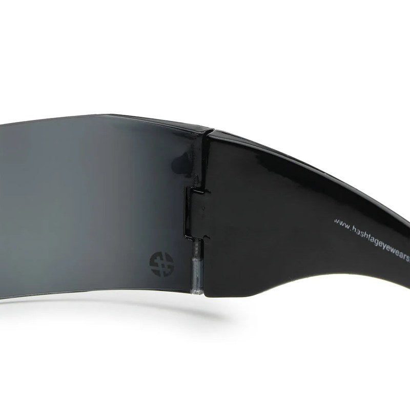 Eagle Black Medium Rim Less Shield Sunglasses for Men & Women — Hashtag Eyewears
