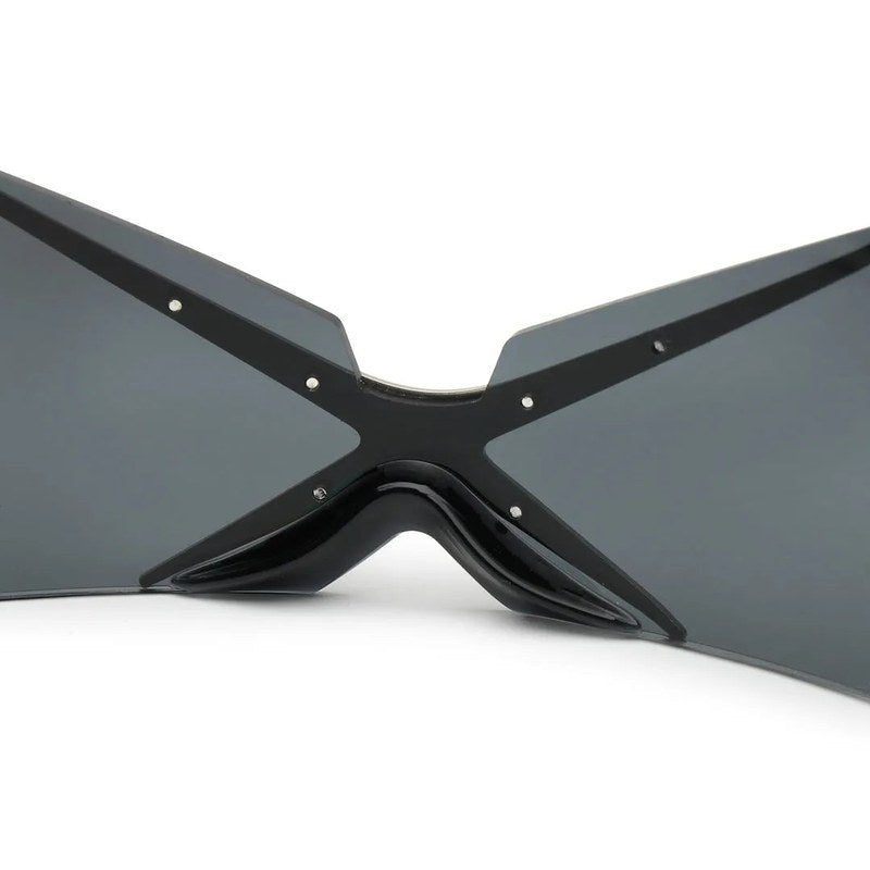Eagle Black Medium Rim Less Shield Sunglasses for Men & Women — Hashtag Eyewears