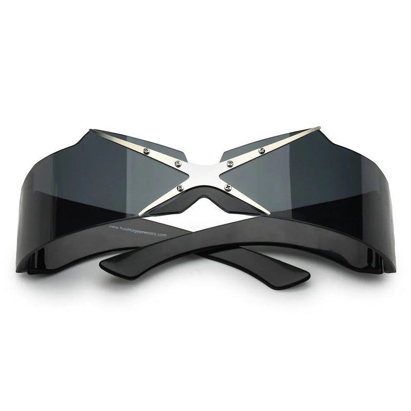 Eagle Black Medium Rim Less Shield Sunglasses for Men & Women — Hashtag Eyewears