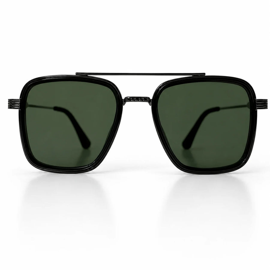Reeon | Green Medium Full Rim Square Sunglasses for Men [UV-protected]