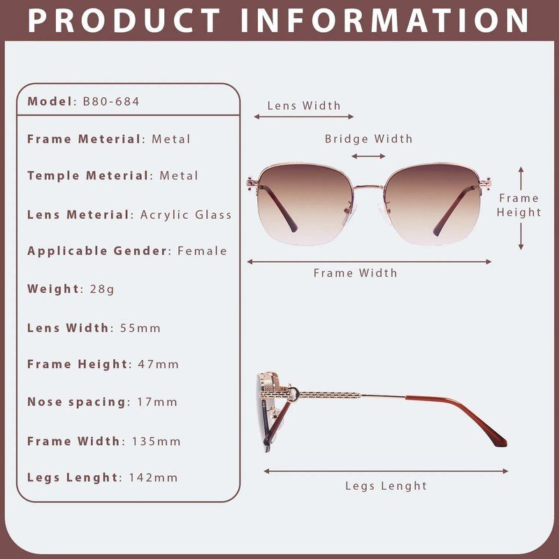 Eclipse Brown Medium Half Rim Square Sunglasses for Women — Hashtag Eyewears