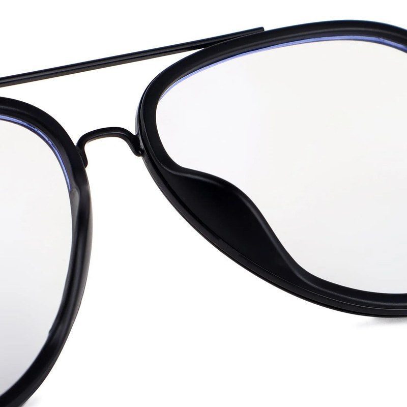 Eclipser | Black Medium Full Rim Aviator Clip-on for Men & Women [UV-protected]