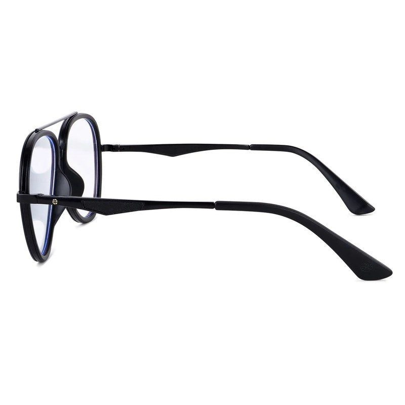 Eclipser | Black Medium Full Rim Aviator Clip-on for Men & Women [UV-protected]