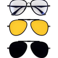 Eclipser Black Medium Full Rim Aviator Clip-on for Men & Women — Hashtag Eyewears