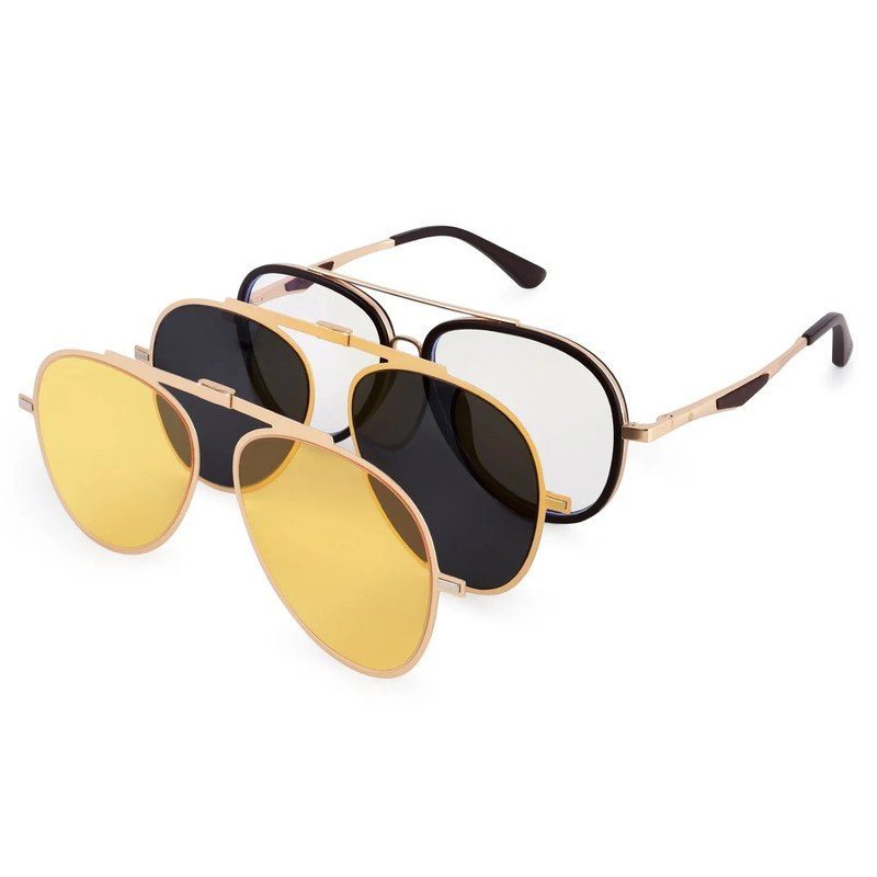 Eclipser Golden & Brown Medium Full Rim Aviator Clip-on for Men & Women — Hashtag Eyewears