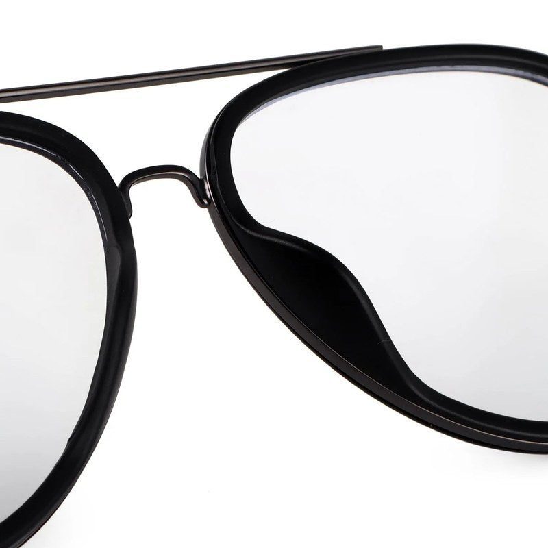 Eclipser Grey & Black Medium Full Rim Aviator Clip-on for Men & Women — Hashtag Eyewears