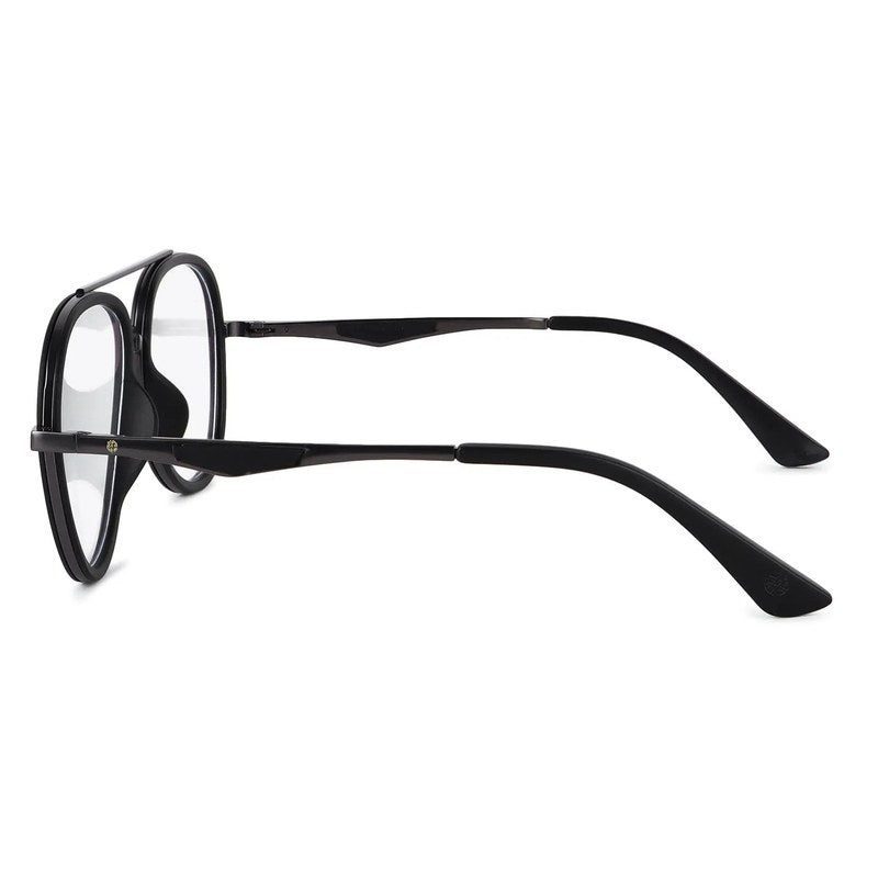 Eclipser Grey & Black Medium Full Rim Aviator Clip-on for Men & Women — Hashtag Eyewears