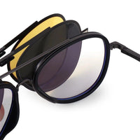 Eclipser Grey & Black Medium Full Rim Aviator Clip-on for Men & Women — Hashtag Eyewears