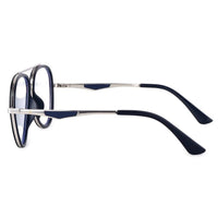 Eclipser Silver & Blue Medium Full Rim Aviator Clip-on for Men & Women — Hashtag Eyewears