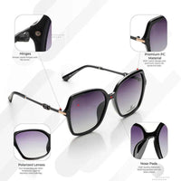 Eclipta Black Oversized Full Rim Rectangle Sunglasses for Women — Hashtag Eyewears