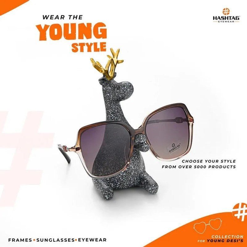 Eclipta Brown Oversized Full Rim Rectangle Sunglasses for Women — Hashtag Eyewears