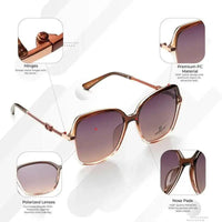 Eclipta | Brown Oversized Full Rim SQUARE Sunglasses for Women [Polarized]