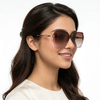 Eclipta | Gradient Brown Large Full Rim SQUARE Sunglasses for Women [Polarized]