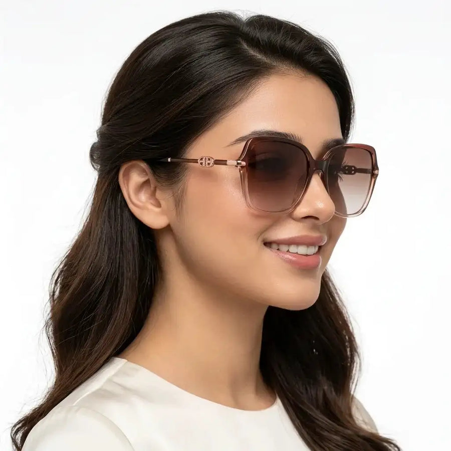 Eclipta | Gradient Brown Large Full Rim SQUARE Sunglasses for Women [Polarized]