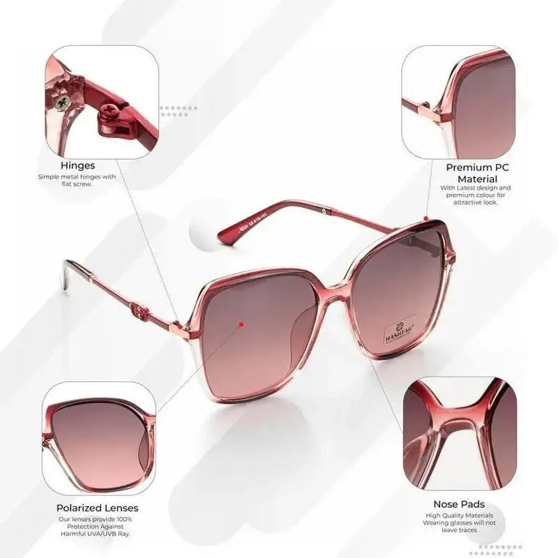 Eclipta | Red Oversized Full Rim SQUARE Sunglasses for Women [Polarized]
