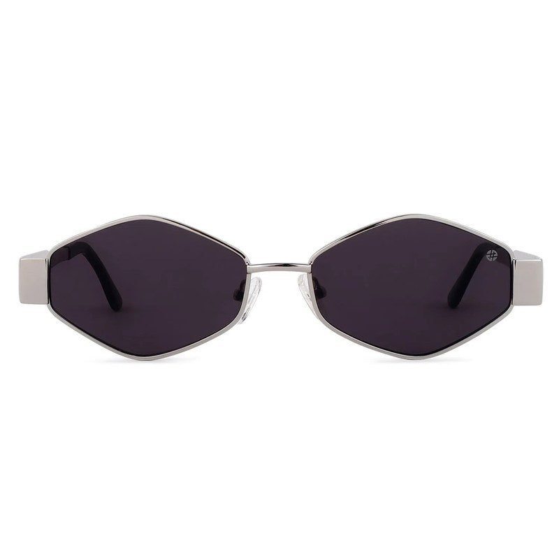 Ecliptor | Silver Medium Full Rim Diamond Sunglasses for Women [UV-protected]