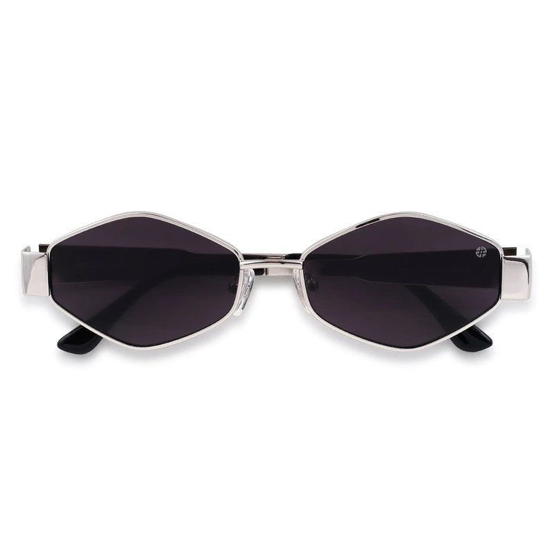 Ecliptor | Silver Medium Full Rim Diamond Sunglasses for Women [UV-protected]