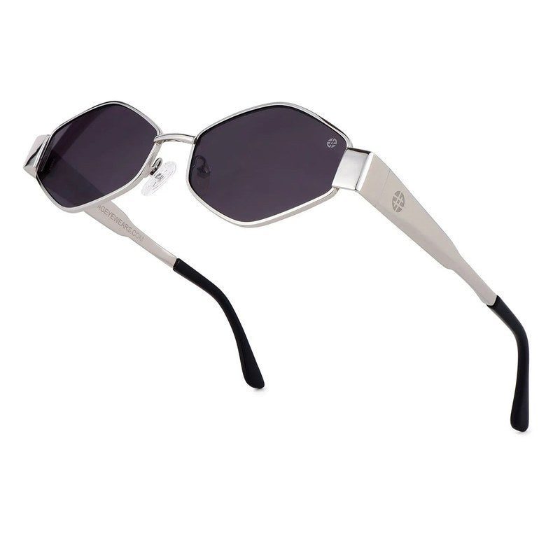 Ecliptor | Silver Medium Full Rim Diamond Sunglasses for Women [UV-protected]