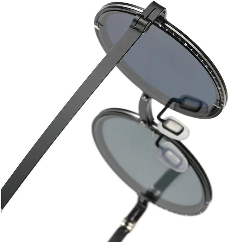 Tint | Black Medium Full Rim Round Sunglasses for Men & Women [Tint Adjustable]