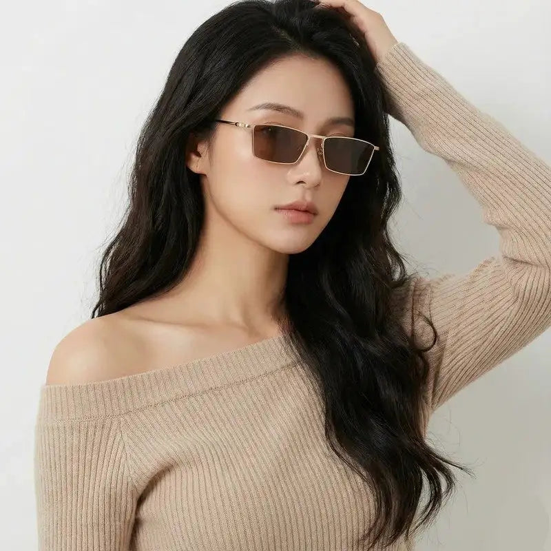 Elura | Golden Medium Full Rim RECTANGLE Sunglasses for Men & Women [UV-protected]