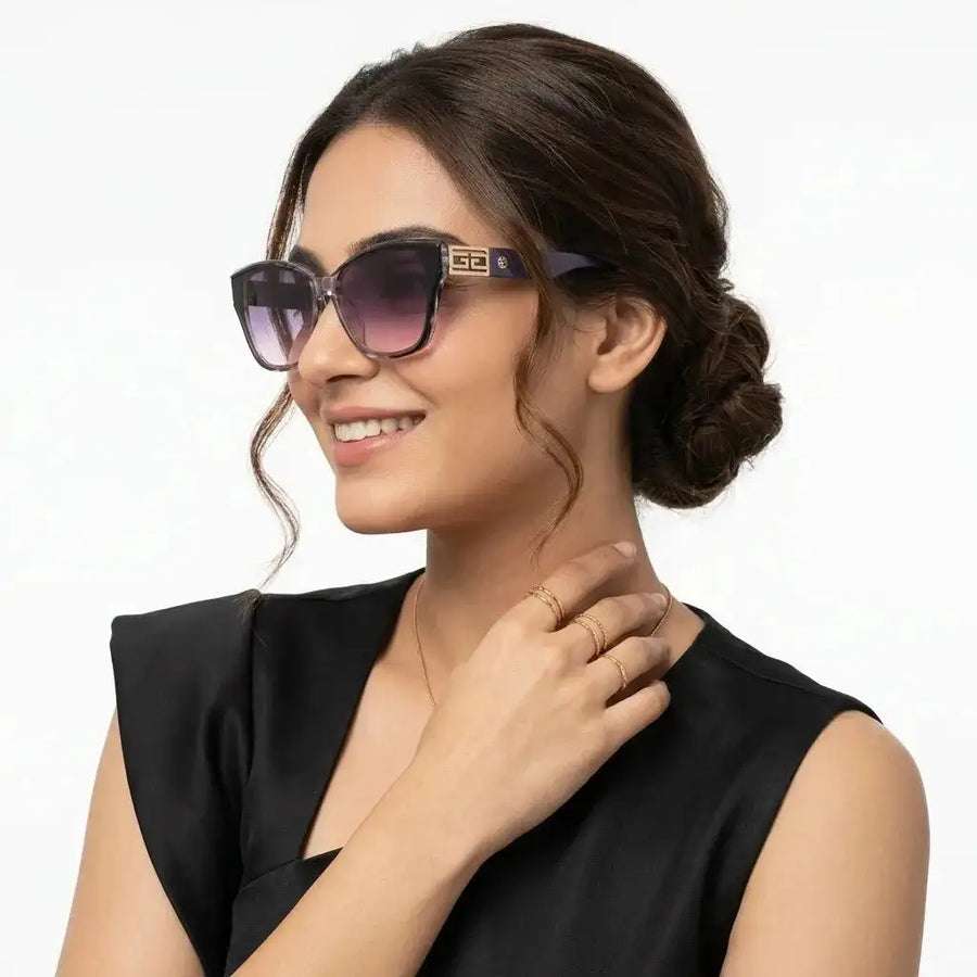 Elyra | Grey Texture Medium Full Rim Cateye Sunglasses for Women [UV-protected]