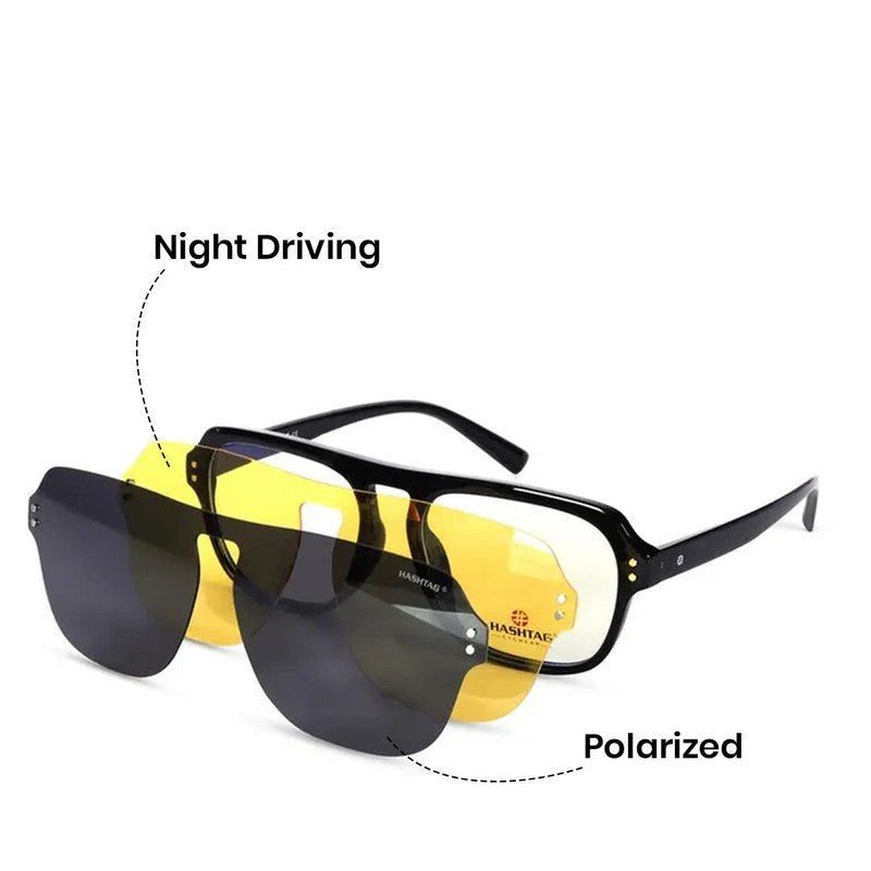 Ember Black Medium Full Rim Square Clip-on for Men & Women — Hashtag Eyewears