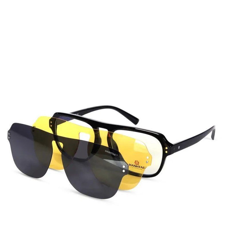 Ember Black Medium Full Rim Square Clip-on for Men & Women — Hashtag Eyewears