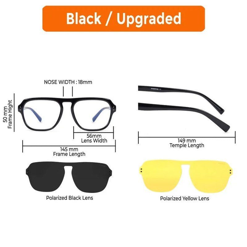Ember | Black Medium Full Rim Square Clip-on for Men & Women [Clip-on]