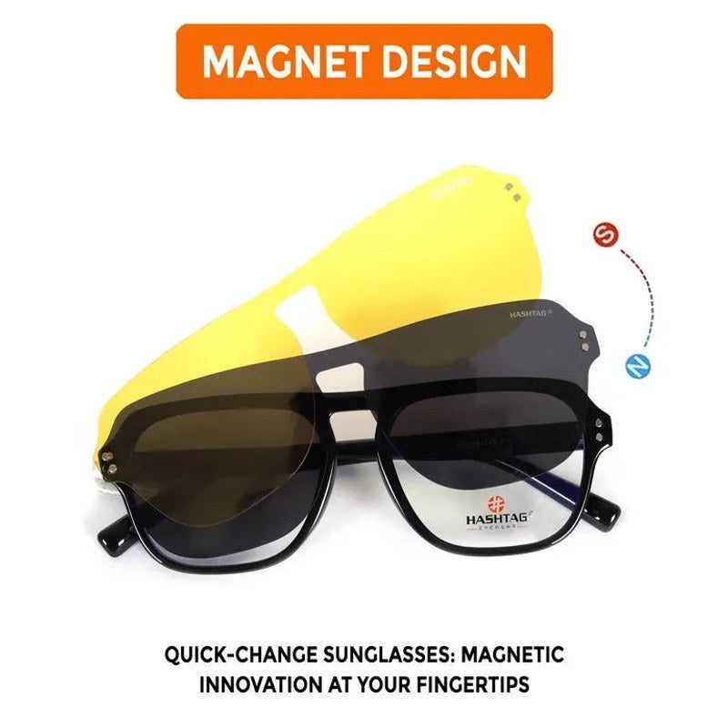 Ember | Black Medium Full Rim Square Clip-on for Men & Women [Clip-on]