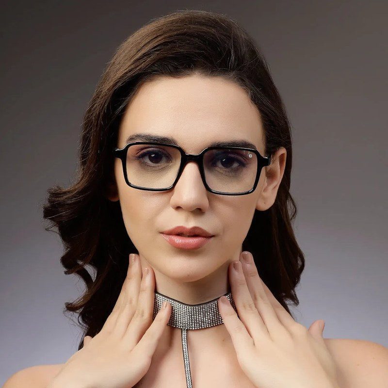 Enigma | Black Medium Full Rim Square Computer Glasses for Men & Women [Blue Block]