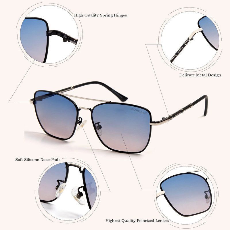 Enira Gradient Blue Large Full Rim RECTANGLE Sunglasses for Men & Women — Hashtag Eyewears