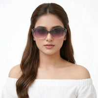 Evira | Transparent Gradient Grey Large Full Rim Cateye Sunglasses for Women [UV-protected]