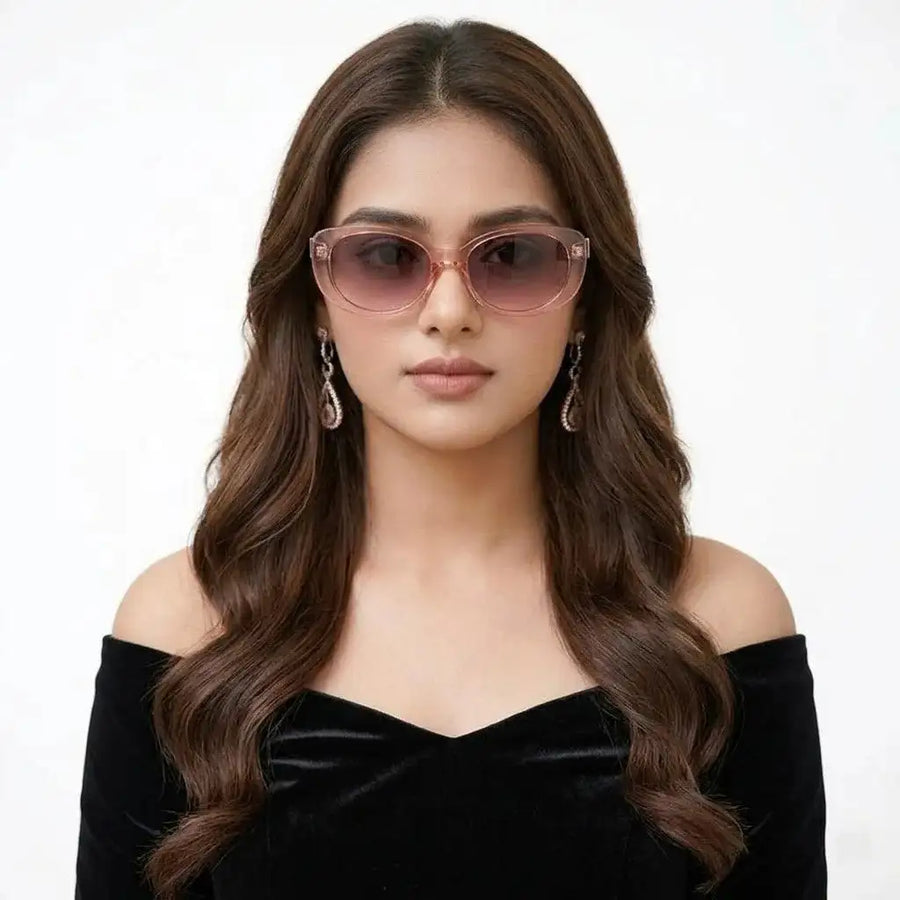 Evira | Transparent Gradient Pink Large Full Rim Cateye Sunglasses for Women [UV-protected]