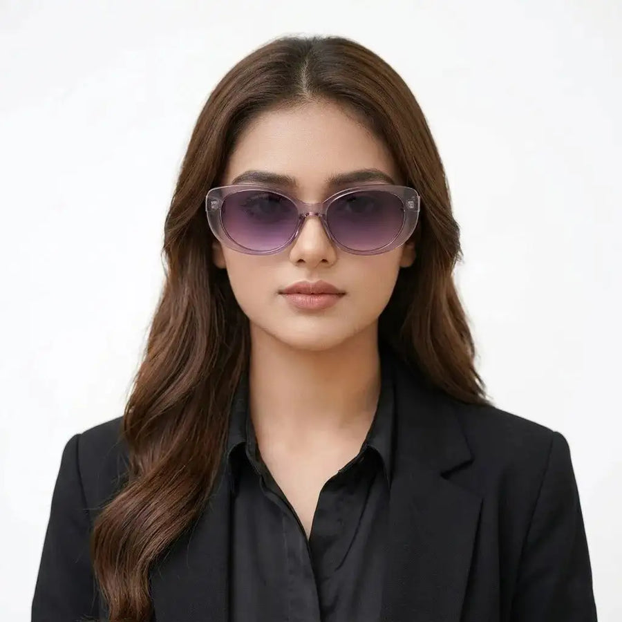 Evira | Transparent Gradient Purple Large Full Rim Cateye Sunglasses for Women [UV-protected]