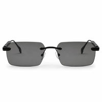 Veyra | Black Medium Rim Less Rectangle Sunglasses for Men [UV-protected]