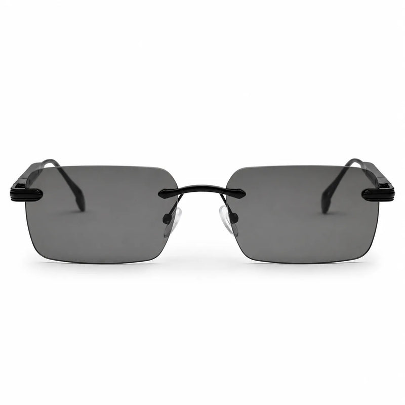 Veyra | Black Medium Rim Less Rectangle Sunglasses for Men [UV-protected]