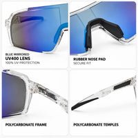 Swift | Transparent Large Full Rim Visor Sports Sunglasses for Men & Women [Mirrored]